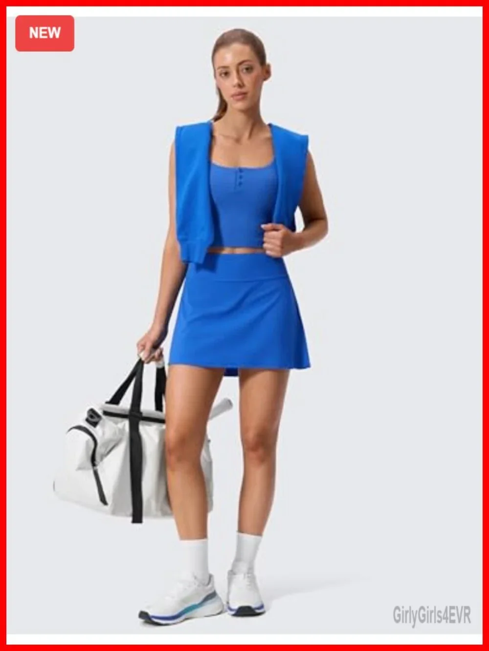 High Waisted Pleated Tennis Skort with Built-in Shorts and Pockets, A-Line Mini